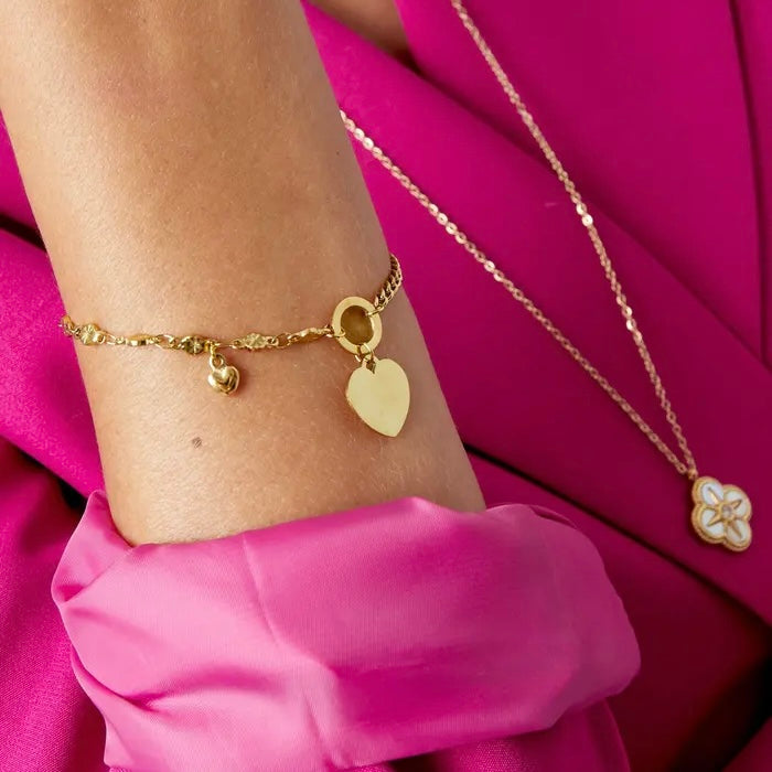 Linked heart armband zilver