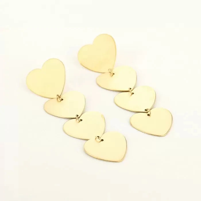 Four hearts oorbellen goud