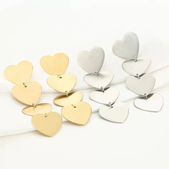 Four hearts oorbellen goud
