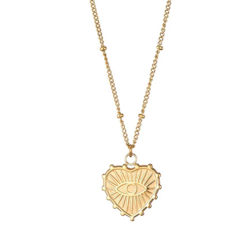 Heart eye ketting goud