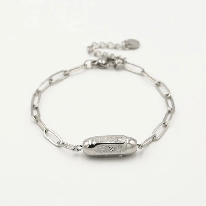 Love bedel armband schakel zilver
