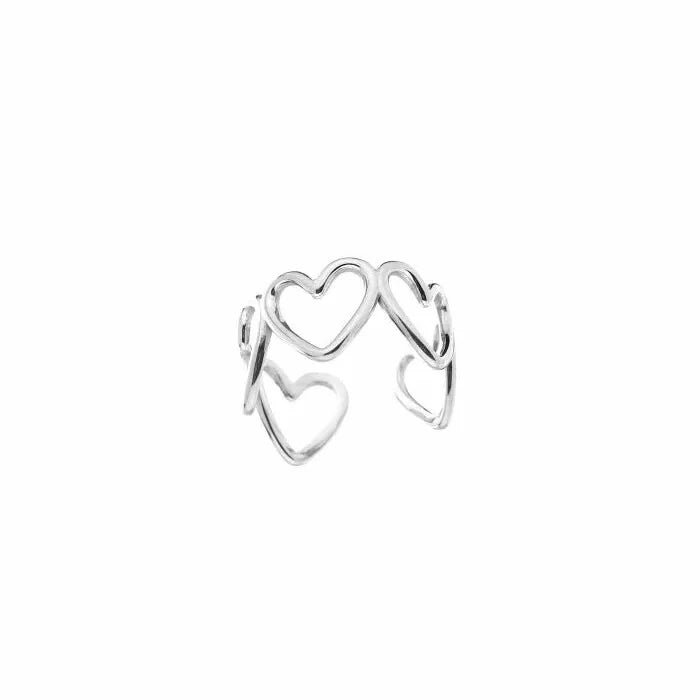 Open hartjes ring zilver