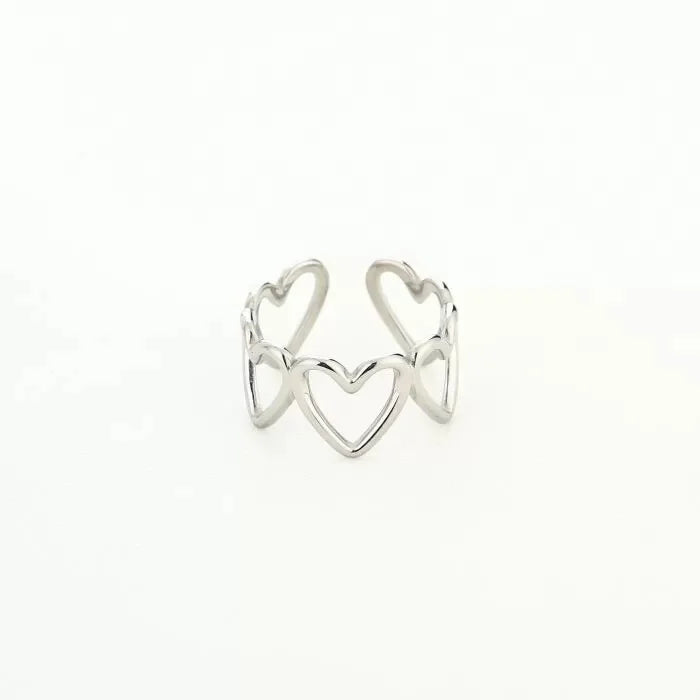 Open hartjes ring zilver