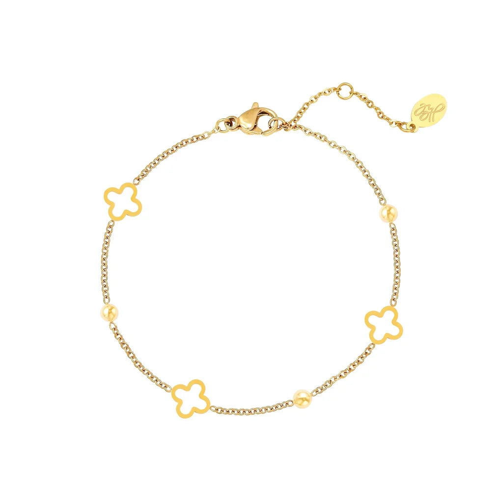 Open klaver armband goud