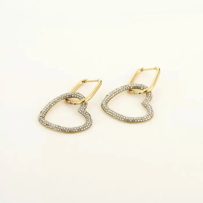 Shimmer heart oorbellen goud