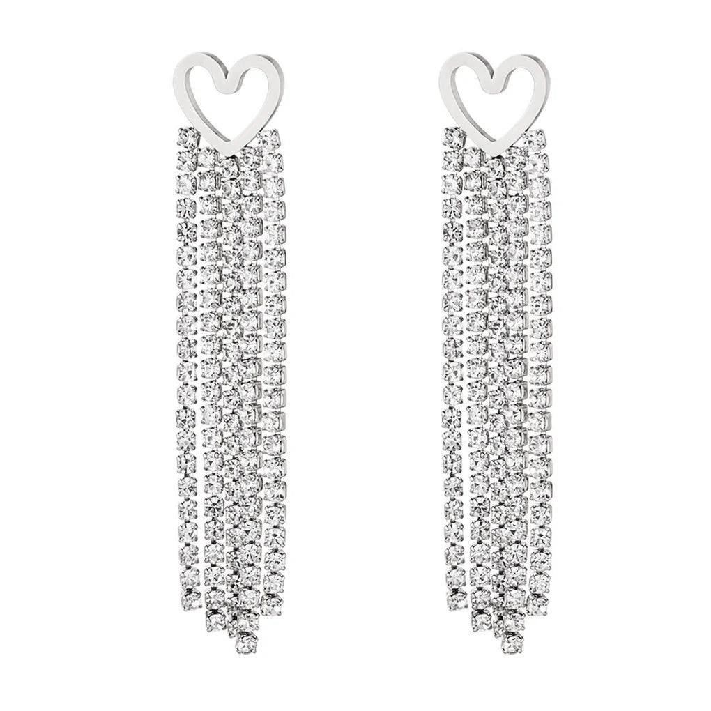 Tennis heart oorbellen zilver