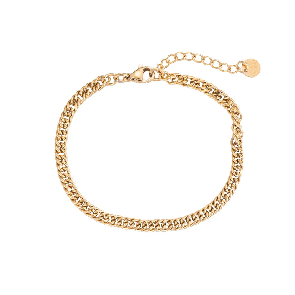 Thin chained armband goud