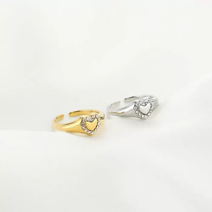 Diamond heart ring goud