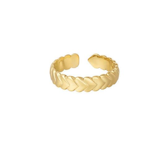 Heart row ring goud