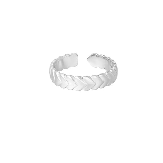 Heart row ring zilver