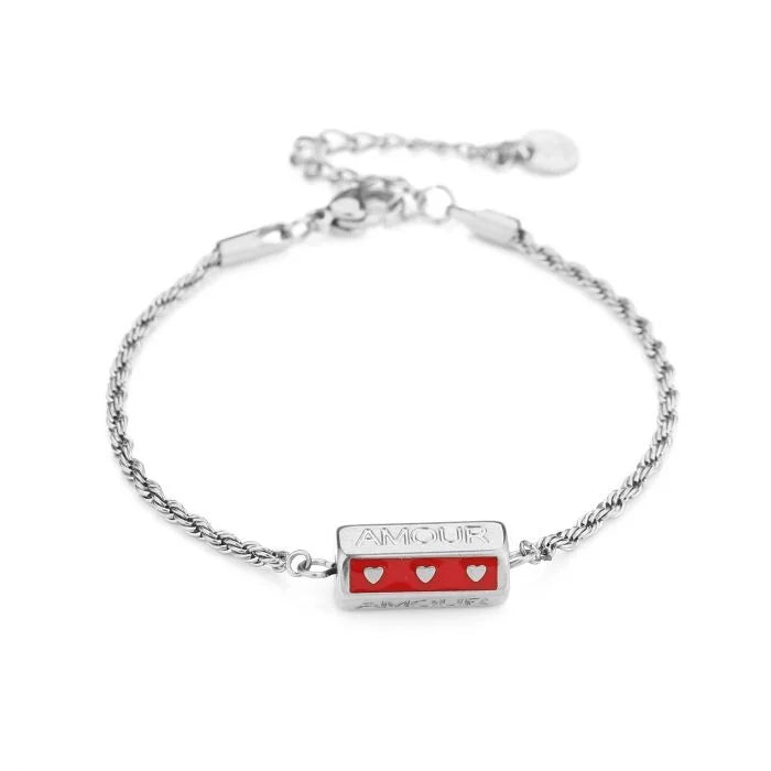 Amour bedel armband gedraaid zilver