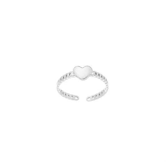 Chain heart ring zilver