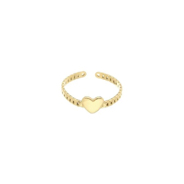 Chain heart ring goud