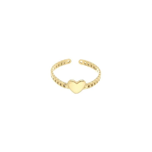 Chain heart ring goud