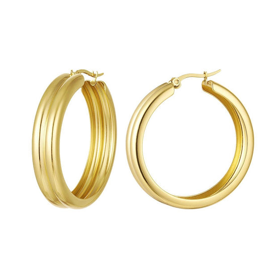 Double hoop oorbellen goud