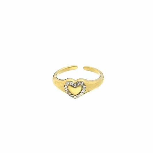 Diamond heart ring goud