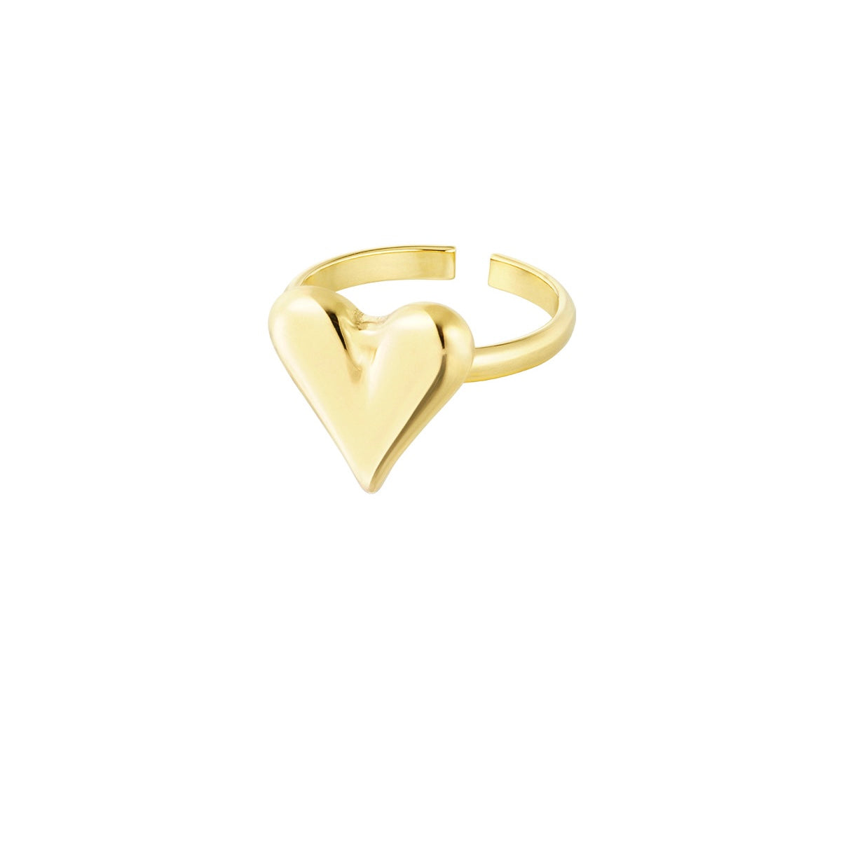 Big long heart ring goud