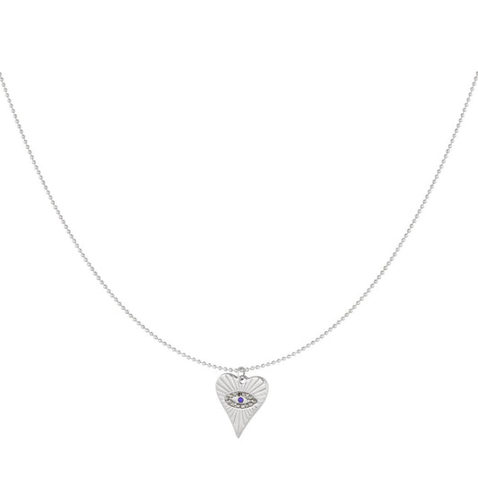 Ketting hart met oog zilver