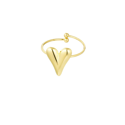 Small long heart ring goud