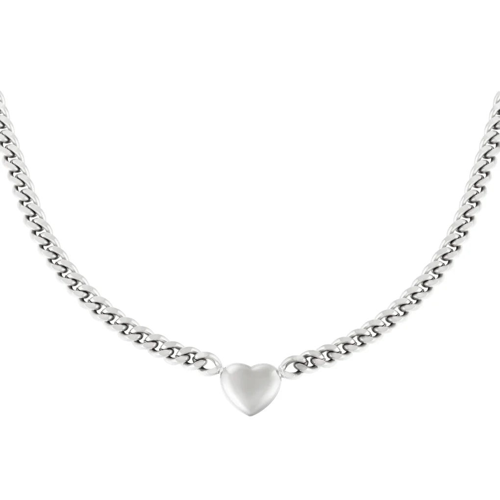 Chained heart ketting zilver