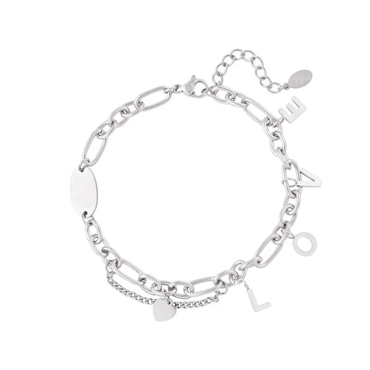 Chunky love armband zilver