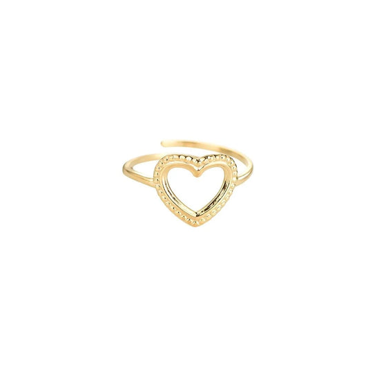 Decorated heart ring goud