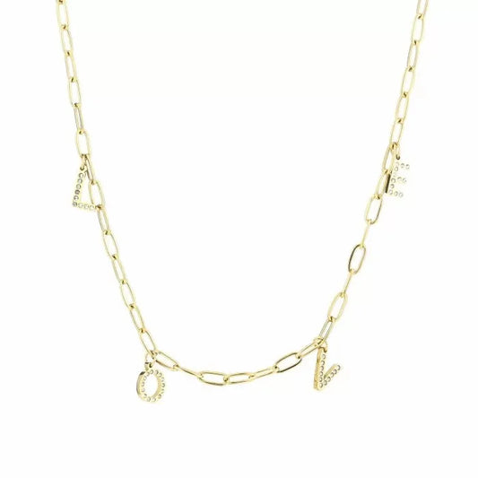 Diamond love ketting goud