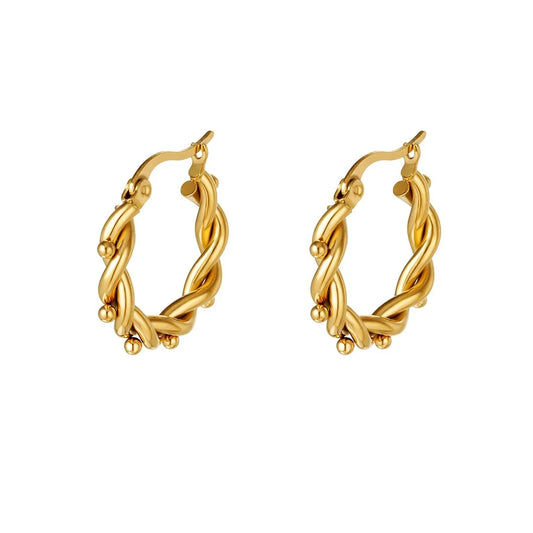 Dotted swirl hoops goud