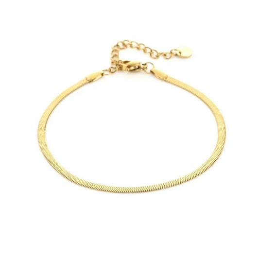 Flat chain armband goud