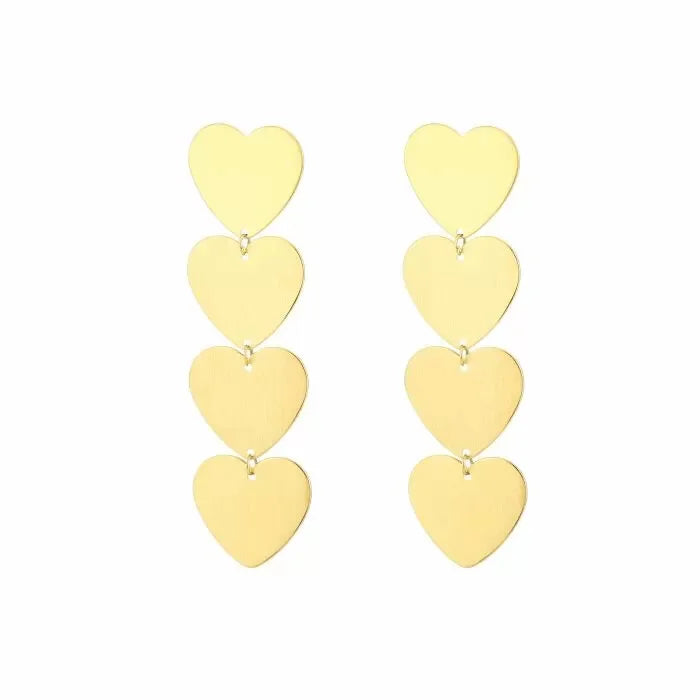 Four hearts oorbellen goud