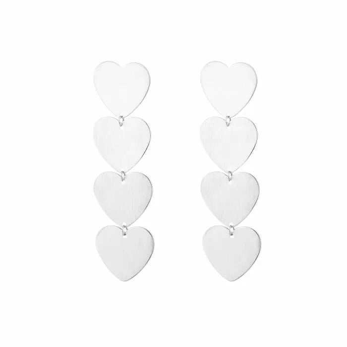 Four hearts oorbellen zilver