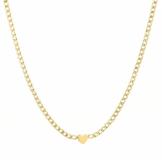 Heart chain ketting goud