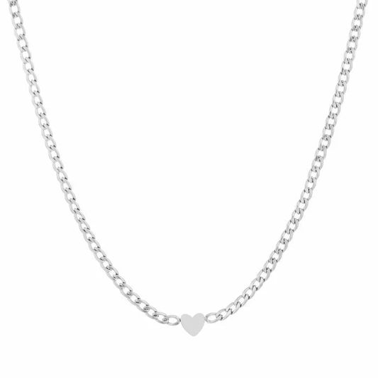 Heart chain ketting zilver