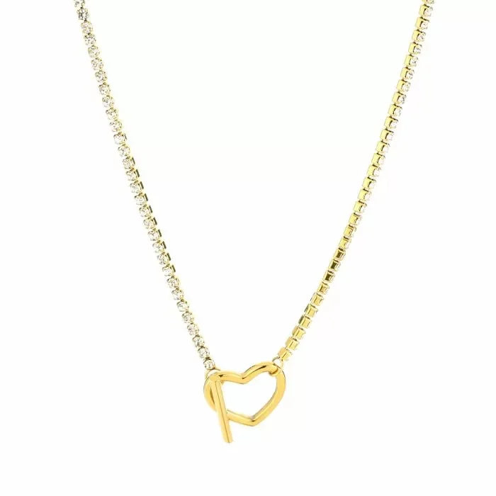 Heart tennis chain ketting goud