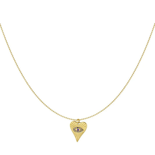 Ketting hart met oog goud