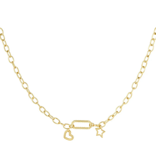 Ketting met hanger en bedels goud