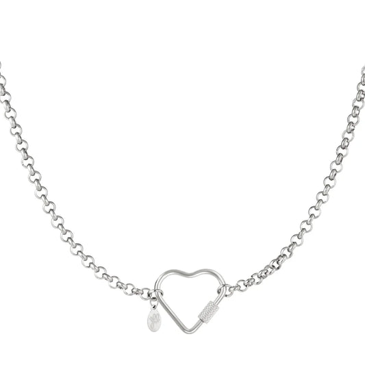 Ketting met hart sluiting zilver