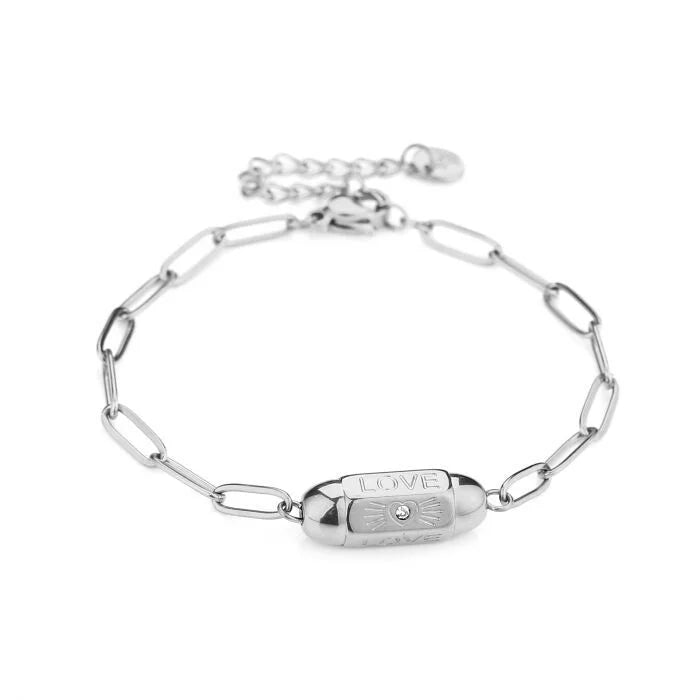 Love bedel armband schakel zilver