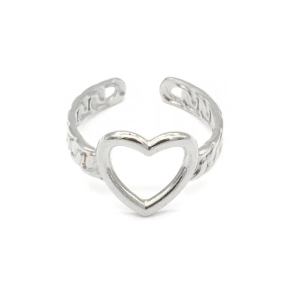 Open heart ring zilver