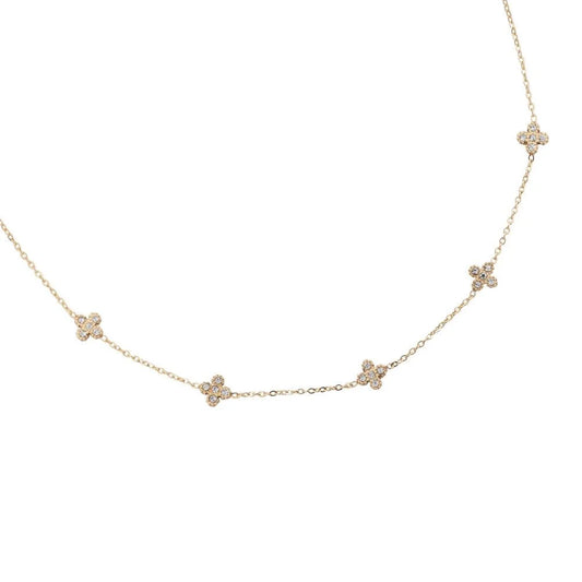 Tiny lucky flower ketting goud