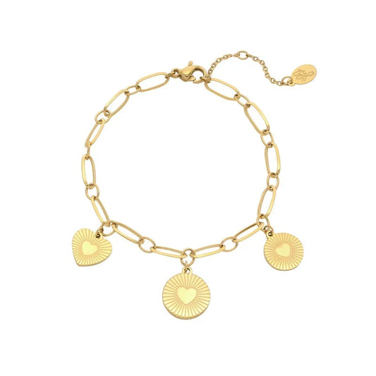 Trio heart armband goud