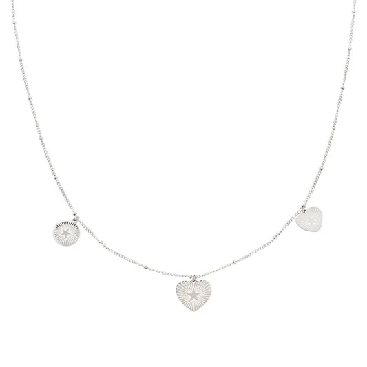 Trio heart ketting 2.0 zilver