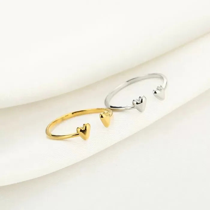 Two hearts ring zilver