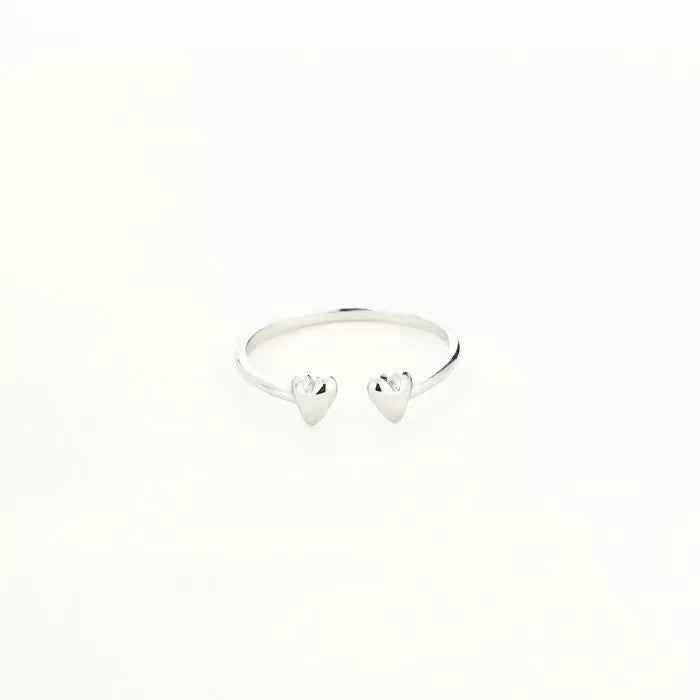 Two hearts ring zilver