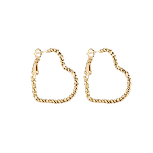 Big twisted heart hoops goud