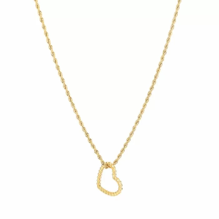 Twisted vallend hart ketting goud