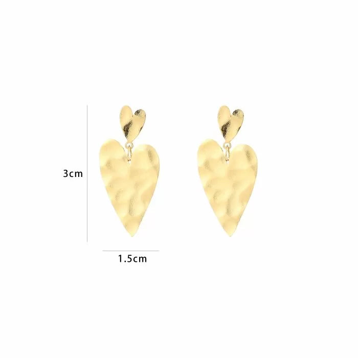 Big double heart oorbellen goud