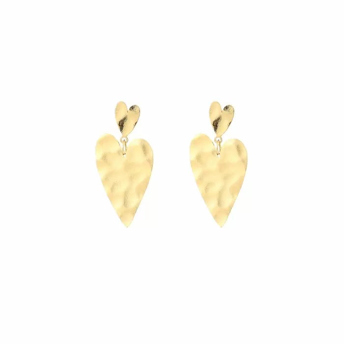 Big double heart oorbellen goud