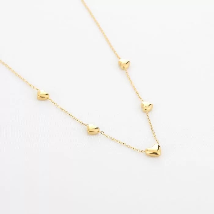 3D hartjes ketting goud